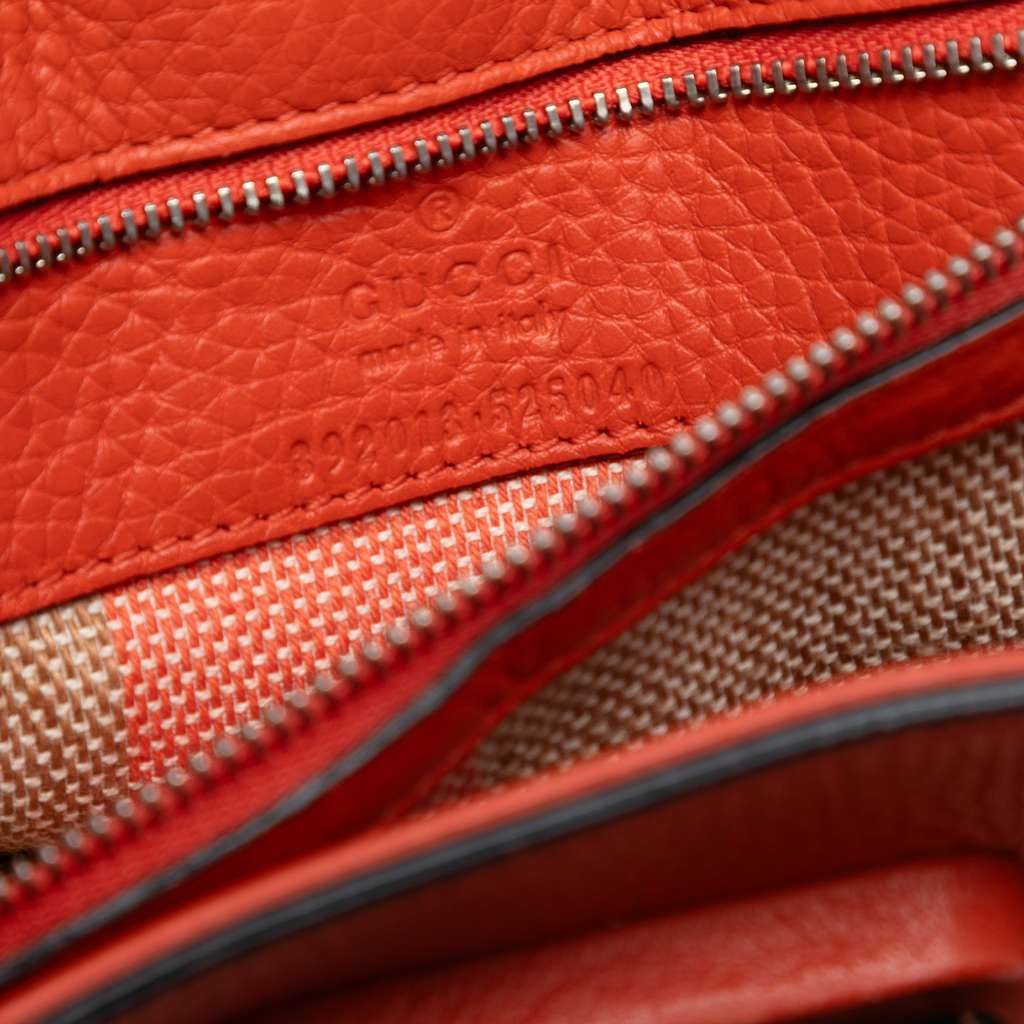 Gucci Medium Leather Bamboo Daily Satchel Orange Leather Very good condition - Box View