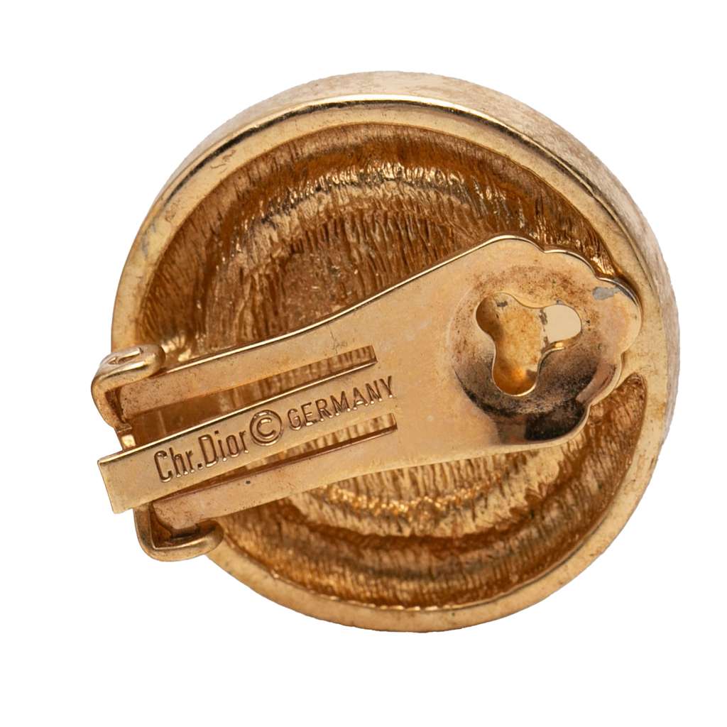 Dior Gold Plated Strass CD Logo Clip On Earrings Gold Metal Very good condition - Inside View