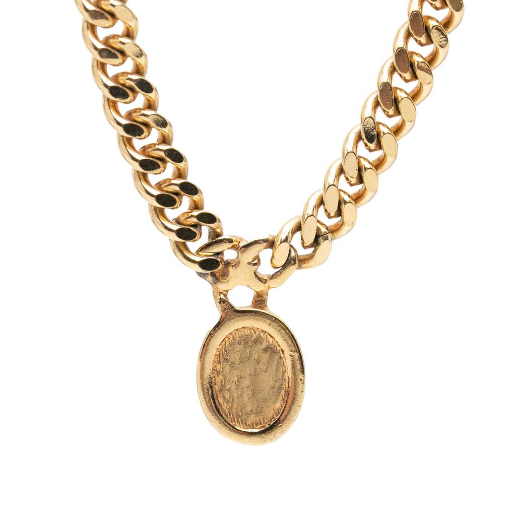 Dior Gold Plated CD Logo Oval Pendant Necklace Gold Metal Very good condition - Inside View