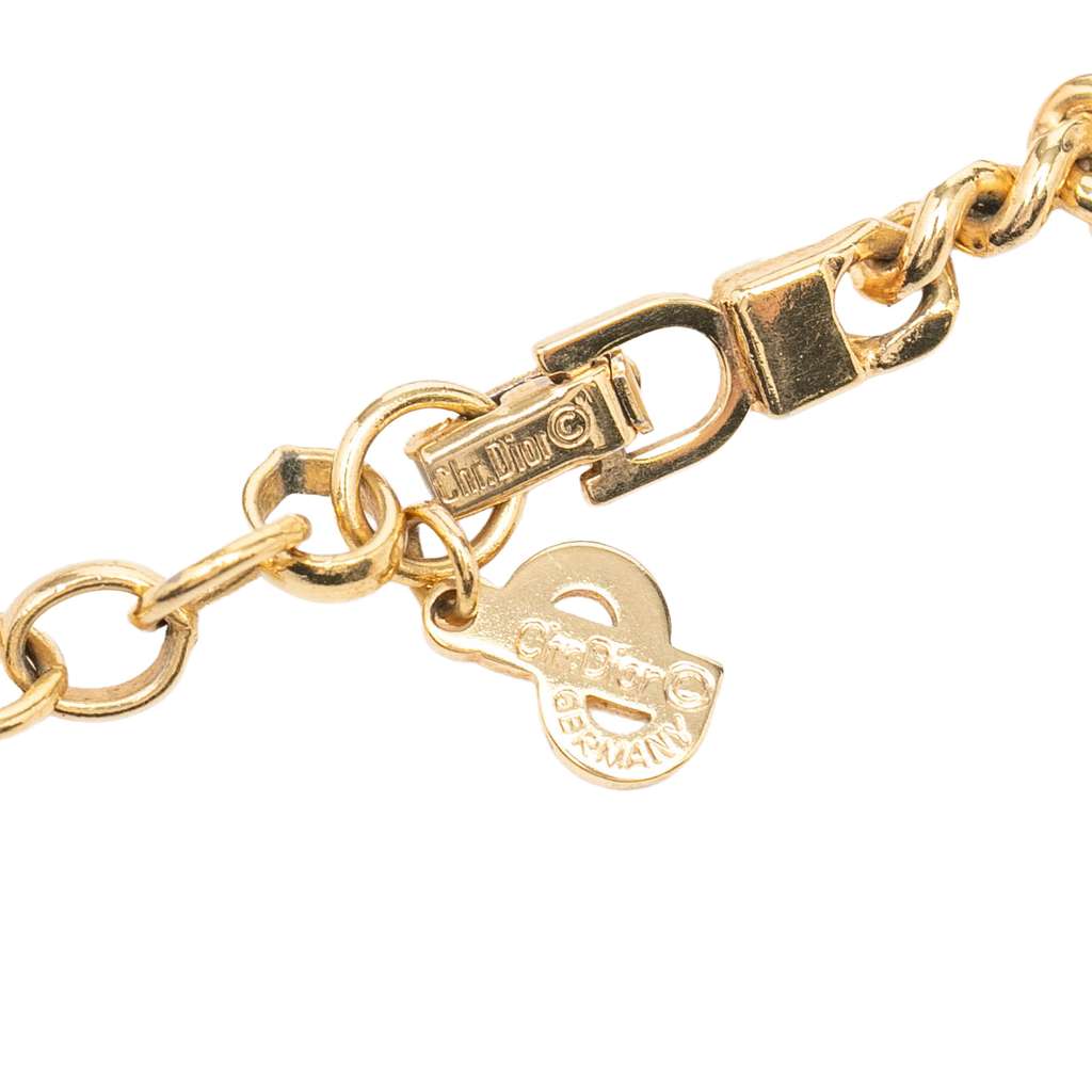 Dior Gold Plated CD Logo Oval Pendant Necklace Gold Metal Very good condition - Box View