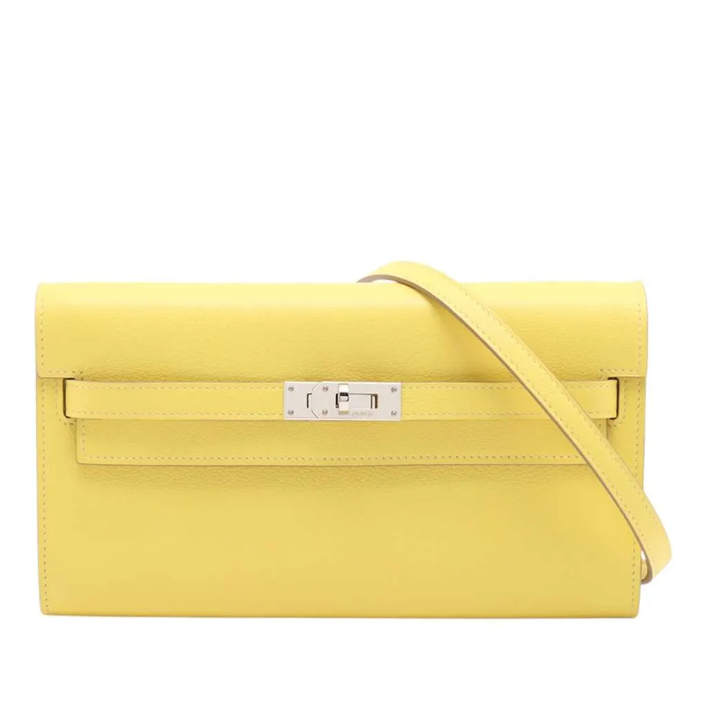 Hermès Evercolor Kelly To Go Wallet Yellow Leather Very good - Front View