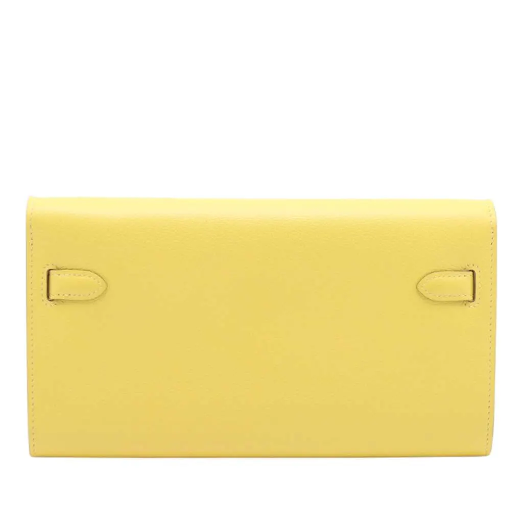 Hermès Evercolor Kelly To Go Wallet Yellow Leather Very good - Back View