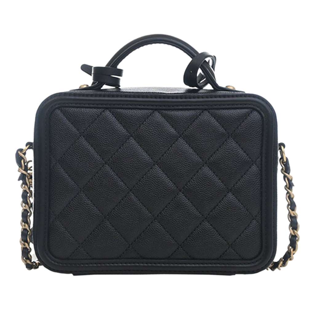 Chanel Small Caviar CC Filigree Vanity Case Black Leather Very good condition - Model View