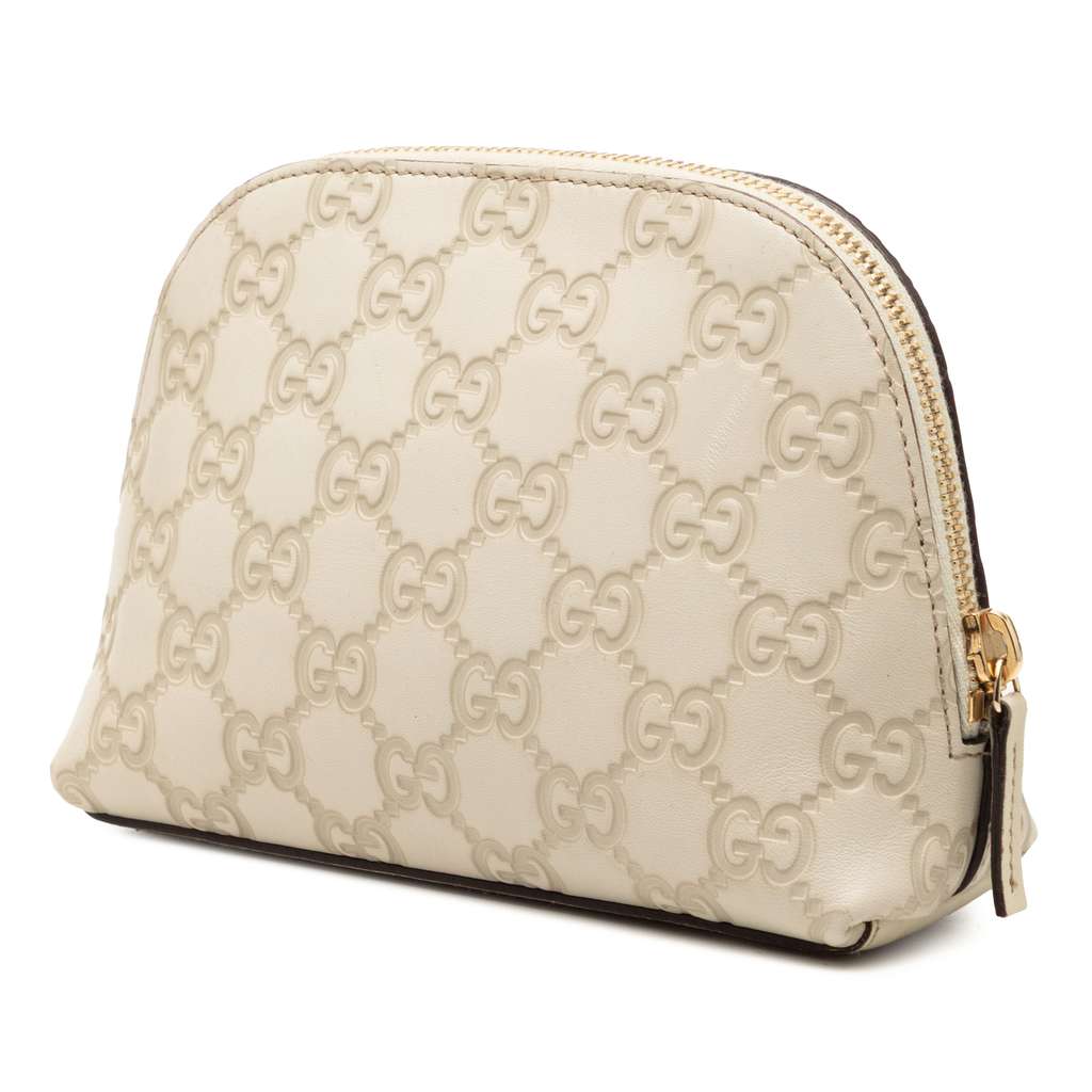 Gucci Guccissima Pouch White Leather Very good condition - Back View