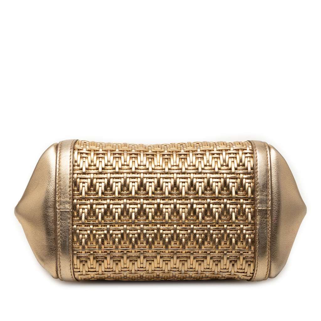 Salvatore Ferragamo Mini Metallic Woven Leather Gancini Sofia Satchel Gold Leather Very good condition - Inside View