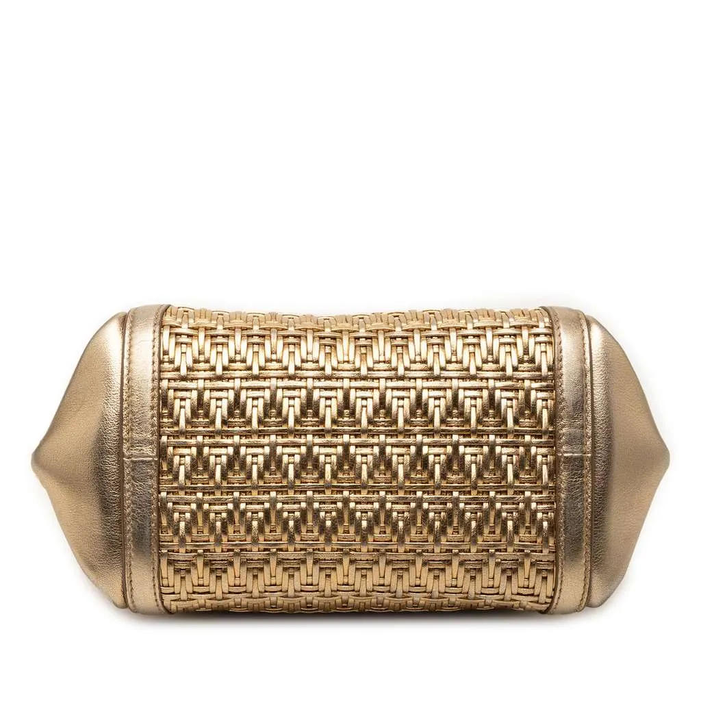 Salvatore Ferragamo Mini Metallic Woven Leather Gancini Sofia Satchel Gold Leather Very good - Inside View