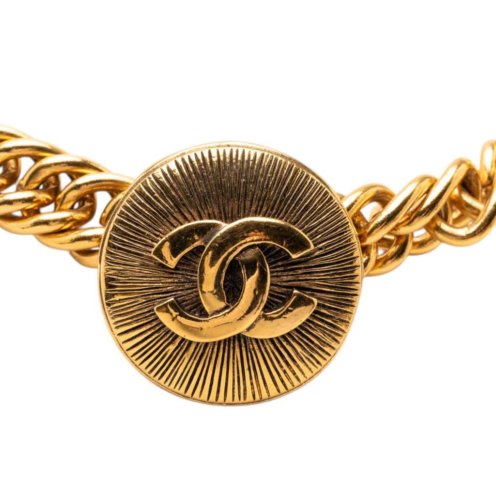Chanel Gold Plated CC Medallion Choker Gold Metal Very good condition - Back View