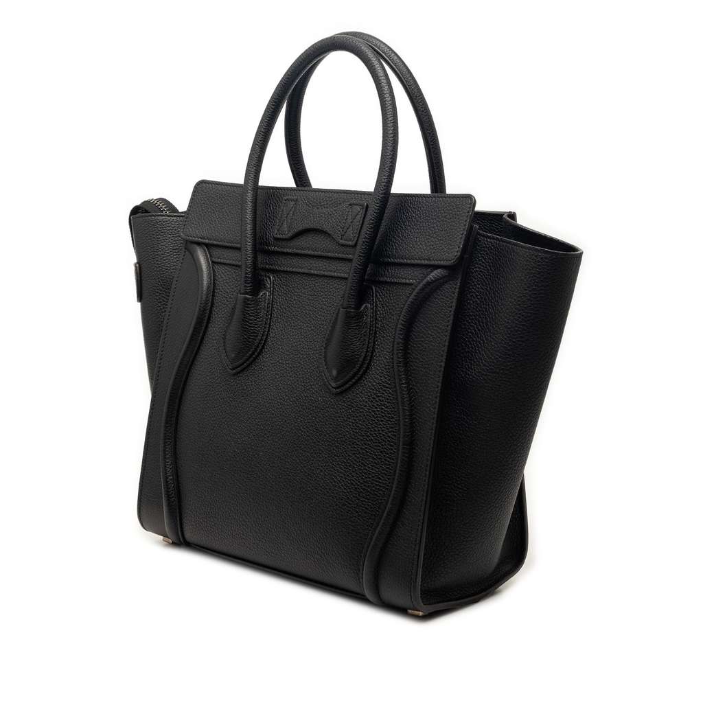Celine Micro Drummed Calfskin Luggage Tote Black Leather Very good condition - Back View
