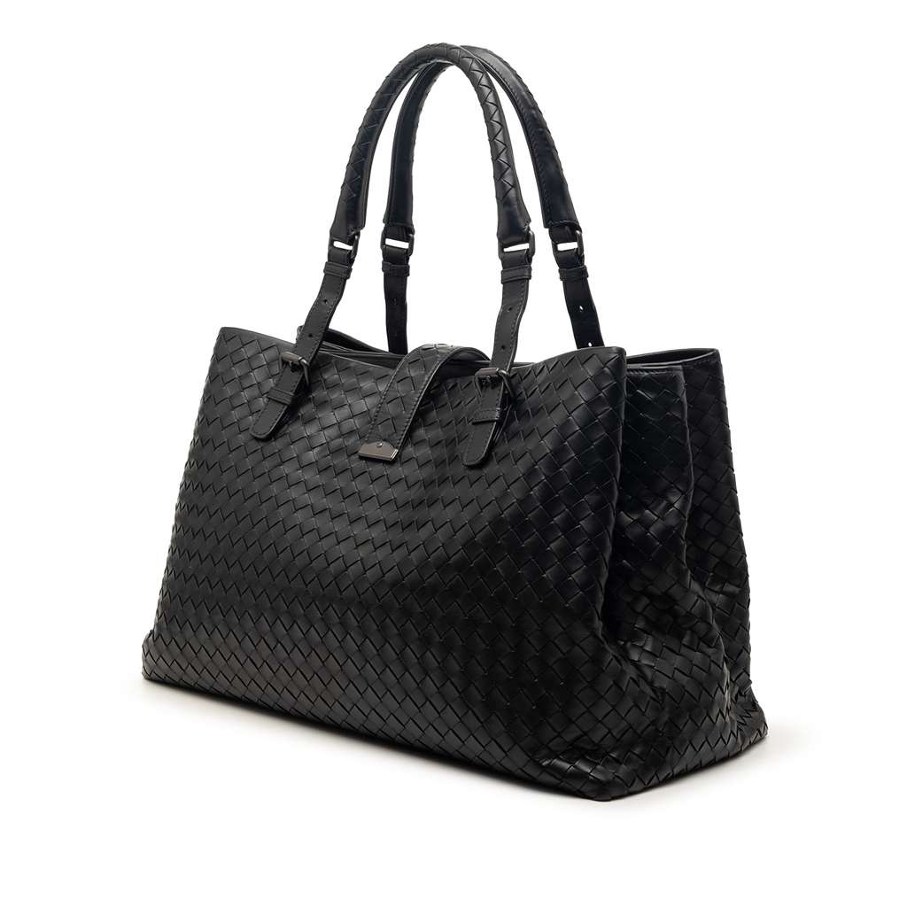 Bottega Veneta Medium Nappa Intrecciato Roma Tote Black Leather Very good condition - Back View