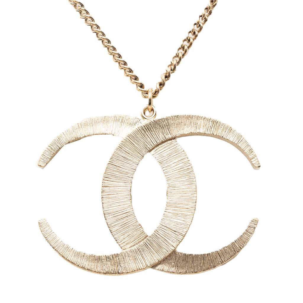 Chanel CC Gold Plated Strass Moon Pendant Necklace Gold Metal Very good condition - Back View