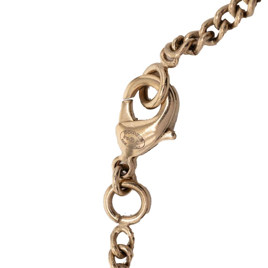 Chanel CC Gold Plated Strass Moon Pendant Necklace Gold Metal Very good condition - Inside View