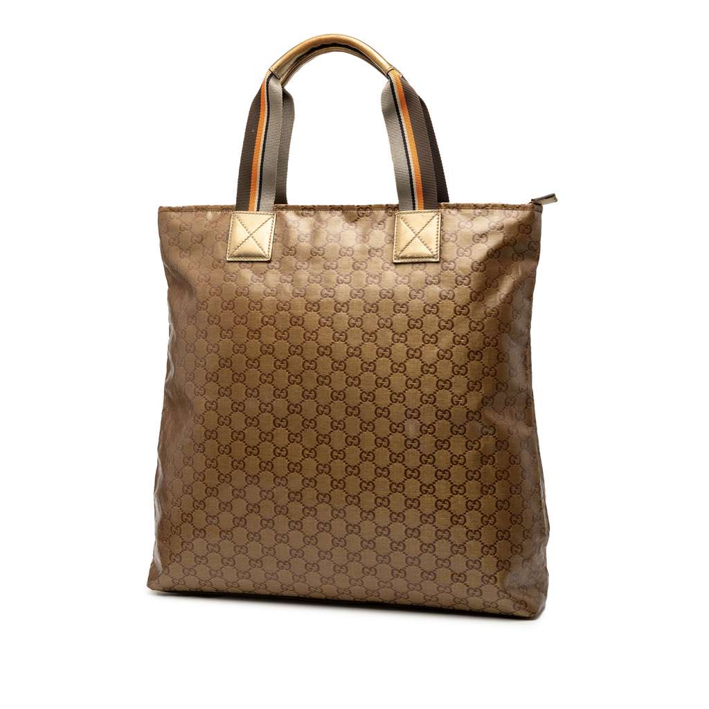 Gucci GG Crystal Vertical Web Tote Gold Canvas Very good condition - Back View
