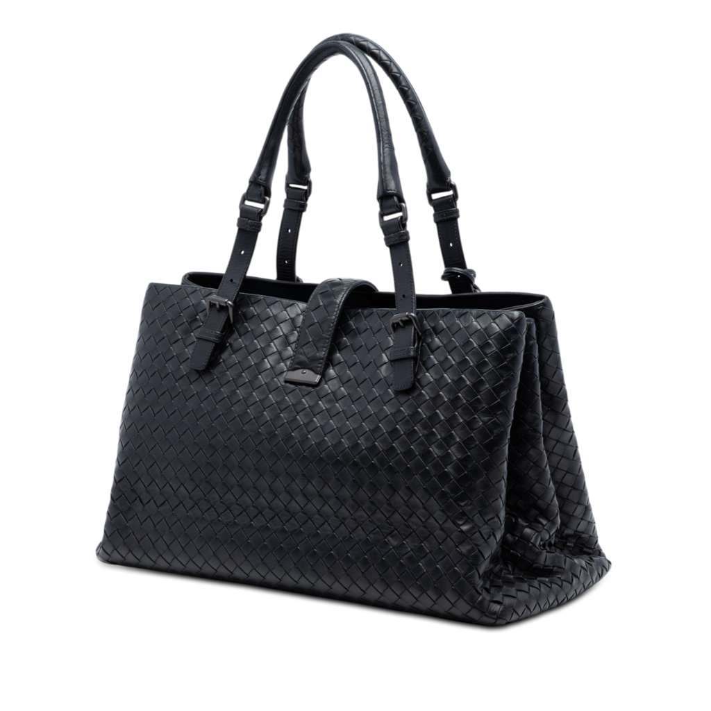 Bottega Veneta Medium Nappa Intrecciato Roma Tote Black Leather Very good condition - Back View
