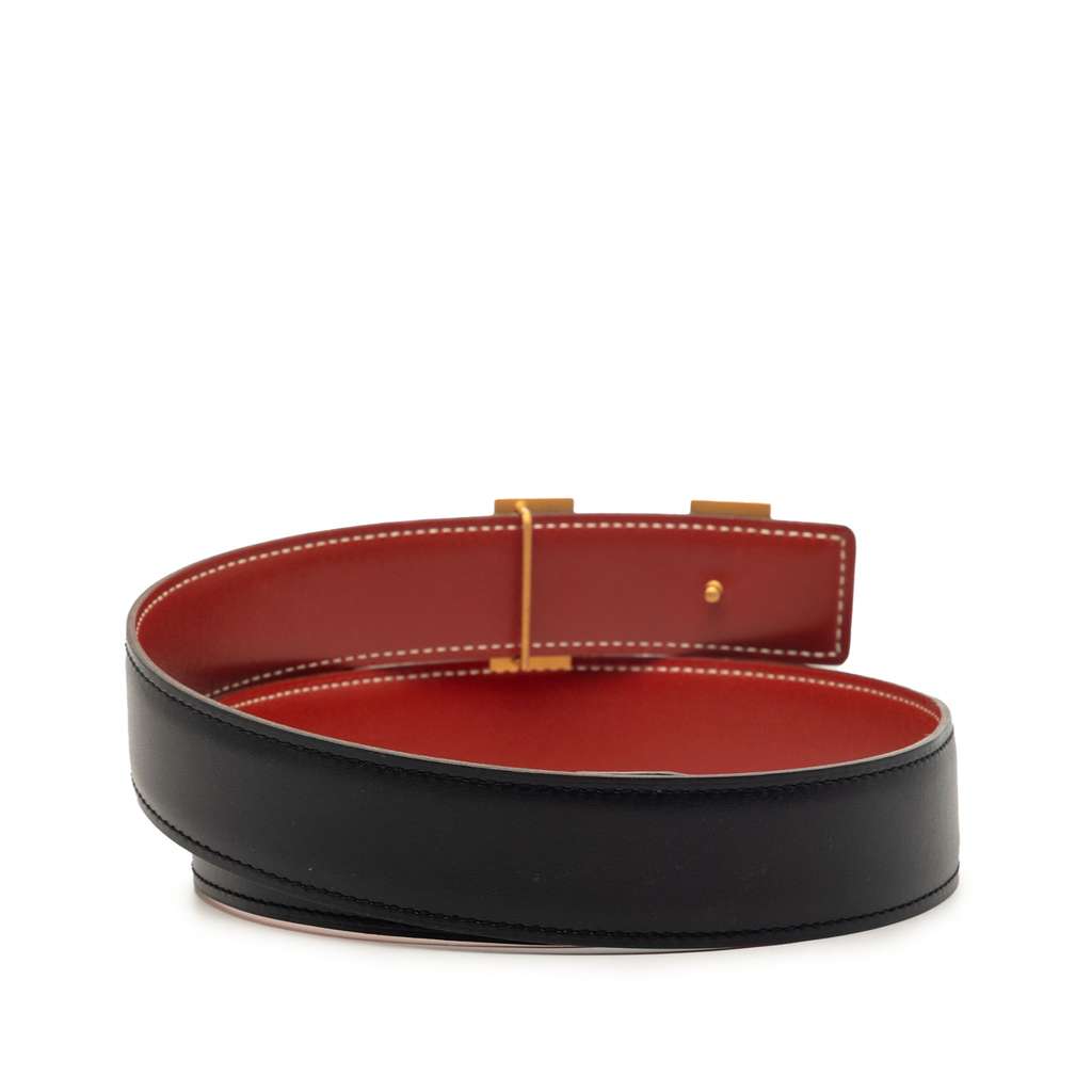 Hermès Box Calf and Gulliver Constance H Reversible Belt Black Leather Very good condition - Inside View