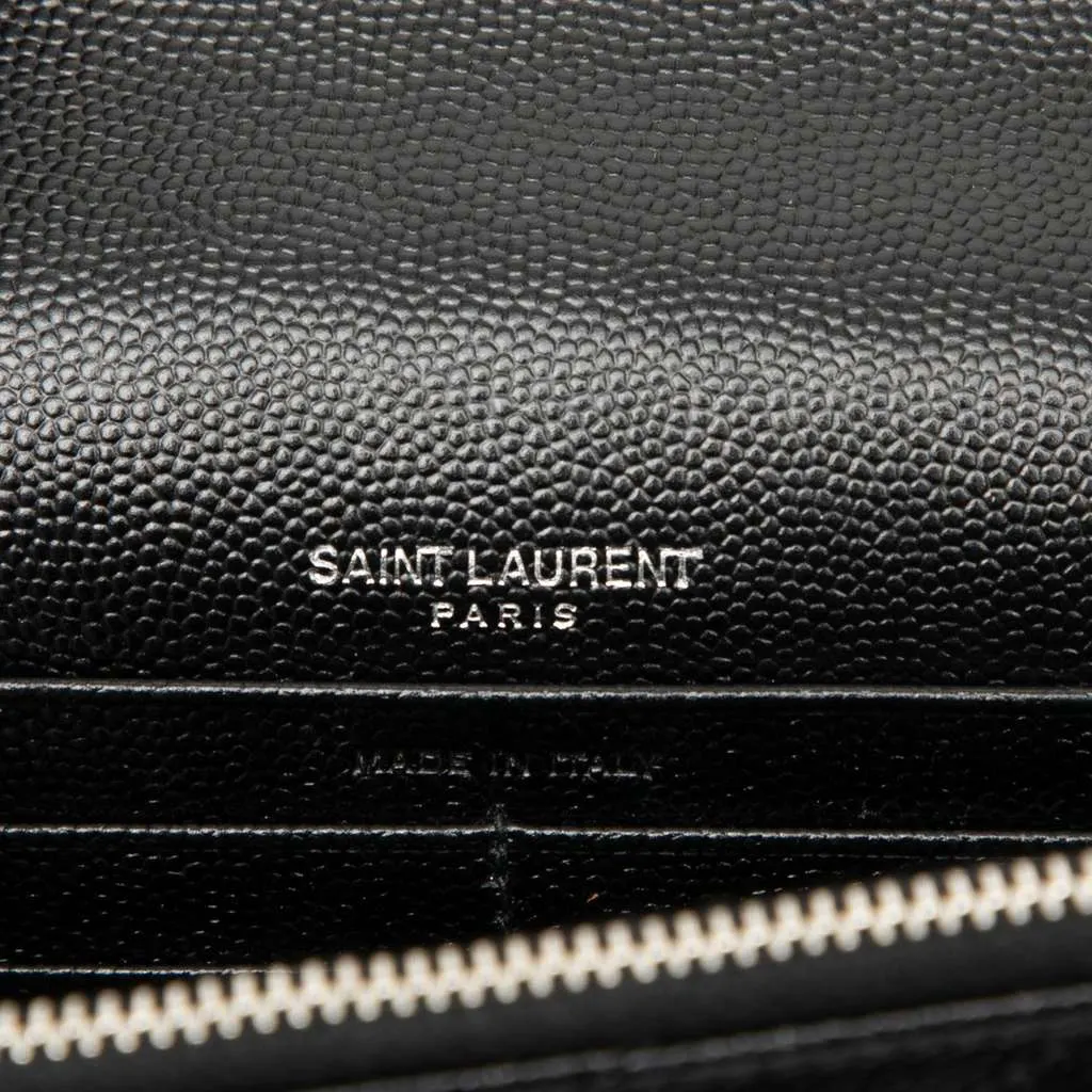 Saint Laurent Bicolor Grain De Poudre Cassandre Envelope Chain Wallet Black Leather Very good - Box View
