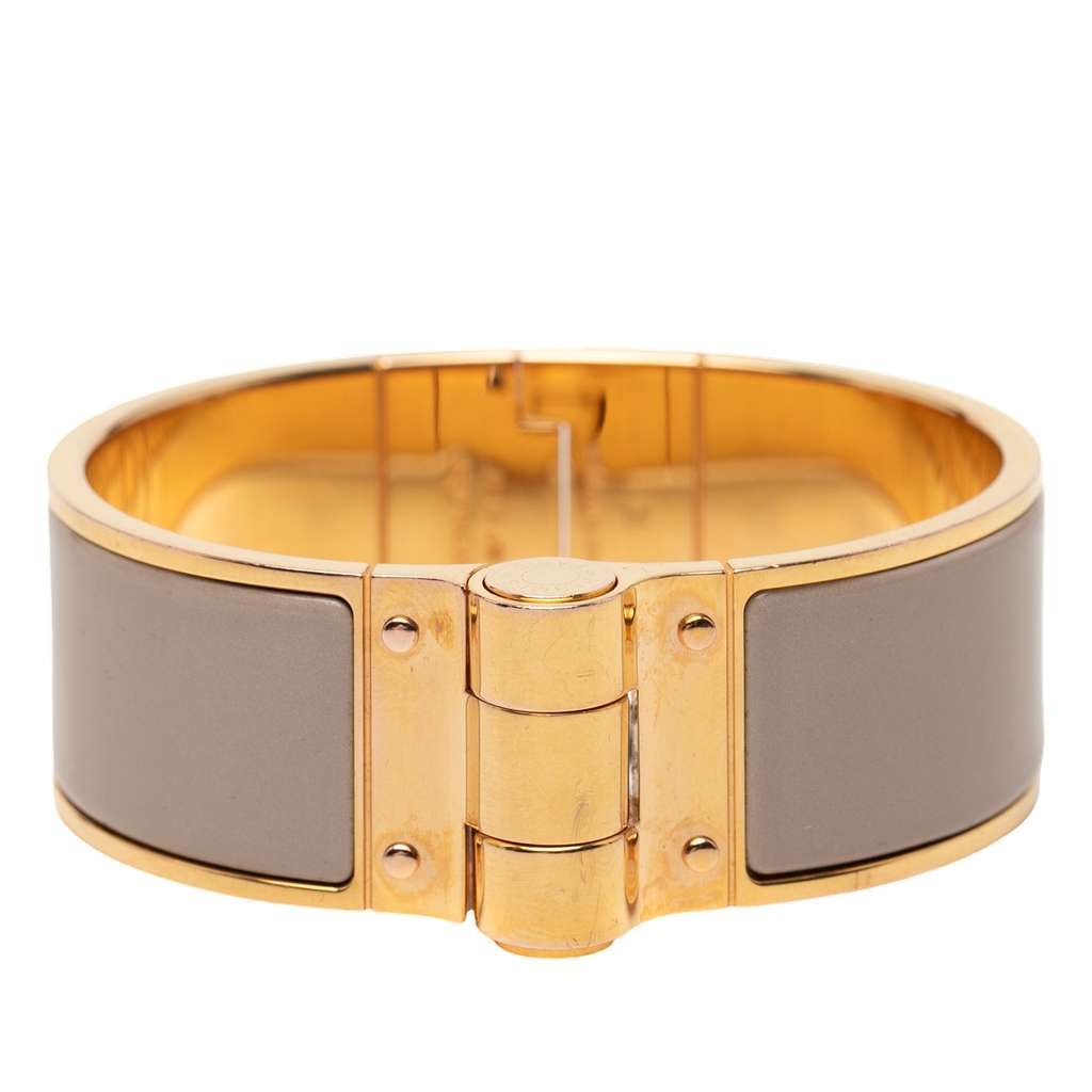 Hermès Wide Enamel Charniere Hinged Bracelet Brown Very good condition - Inside View