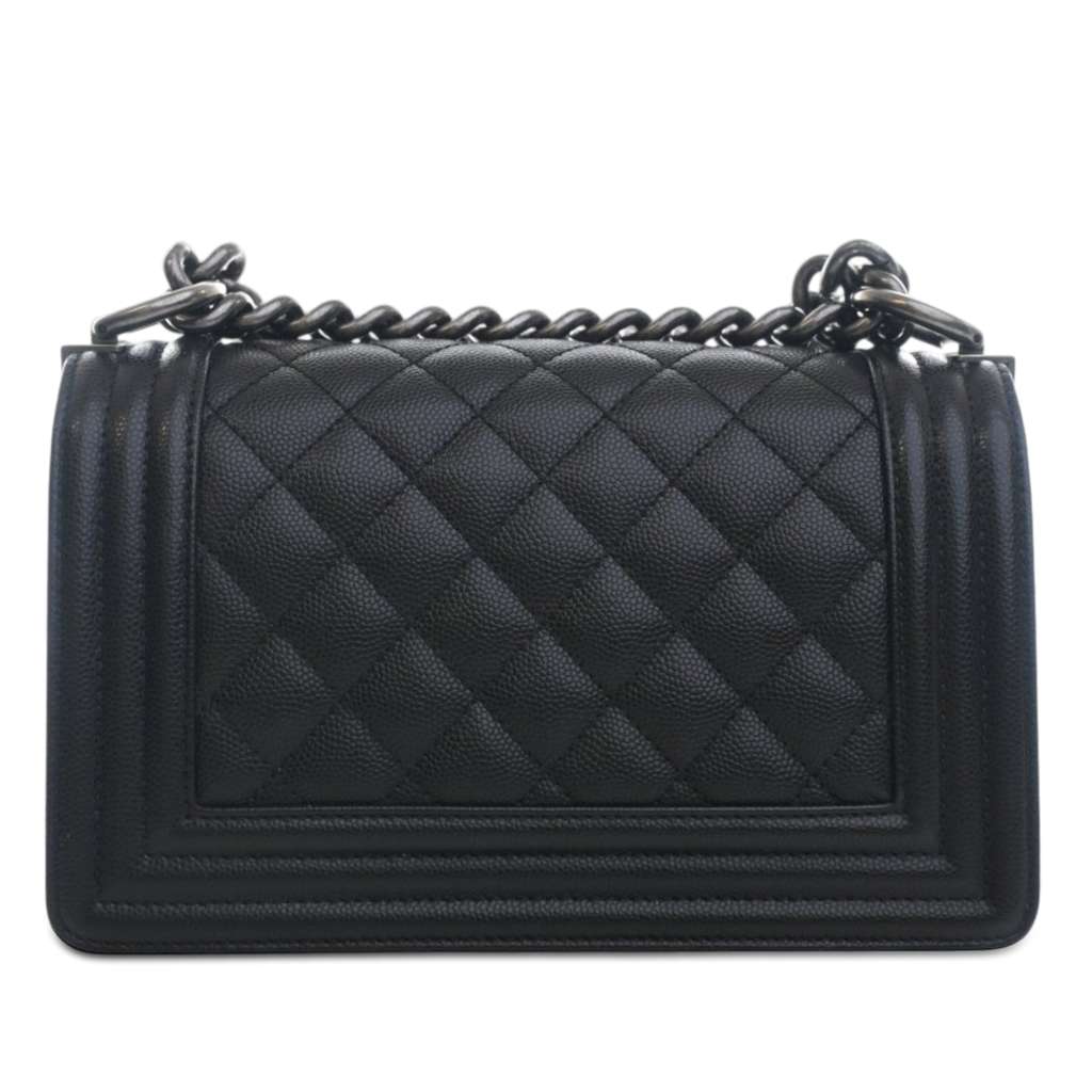 Chanel Small Quilted Caviar Boy Flap Black Leather Very good condition - Model View