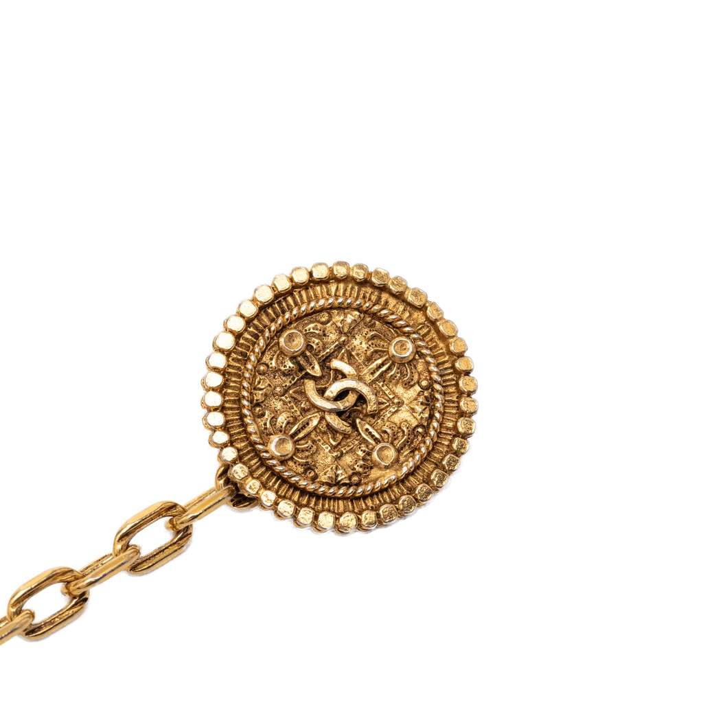 Chanel CC Gold Plated Medallion Chain Belt Gold Metal Very good condition - Back View