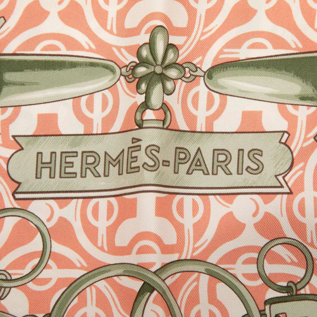 Hermès Mors et Gourmettes Silk Shawl Orange Silk Very good condition - Inside View