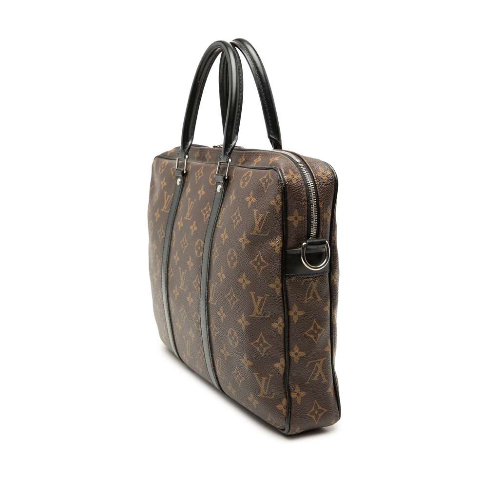 Louis Vuitton Monogram Macassar Porte Documents Jour Brown Very good condition - Back View