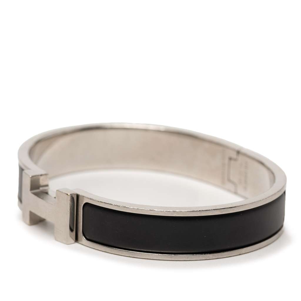 Hermès Narrow Enamel Clic H Bracelet PM Black Very good condition - Back View