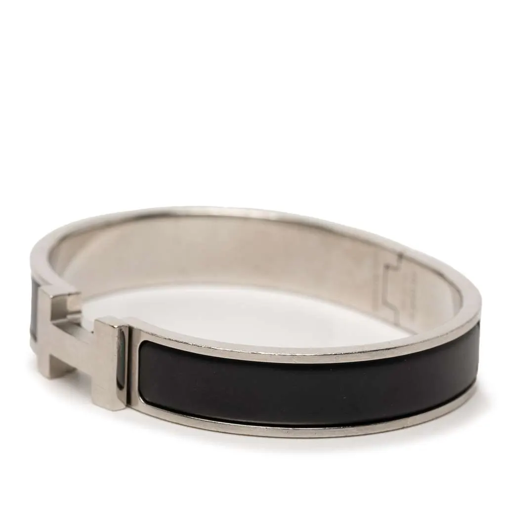 Hermès Narrow Enamel Clic H Bracelet PM Black Very good - Back View