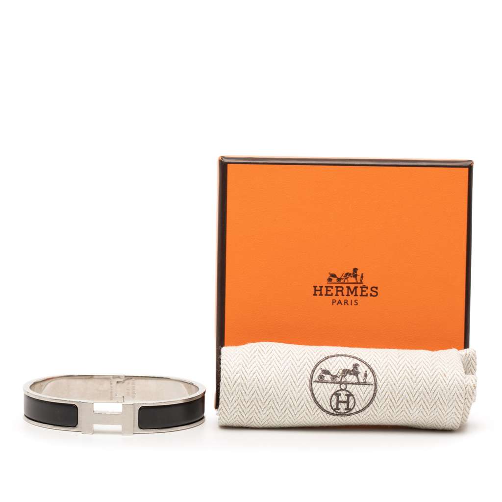 Hermès Narrow Enamel Clic H Bracelet PM Black Very good condition - Box View