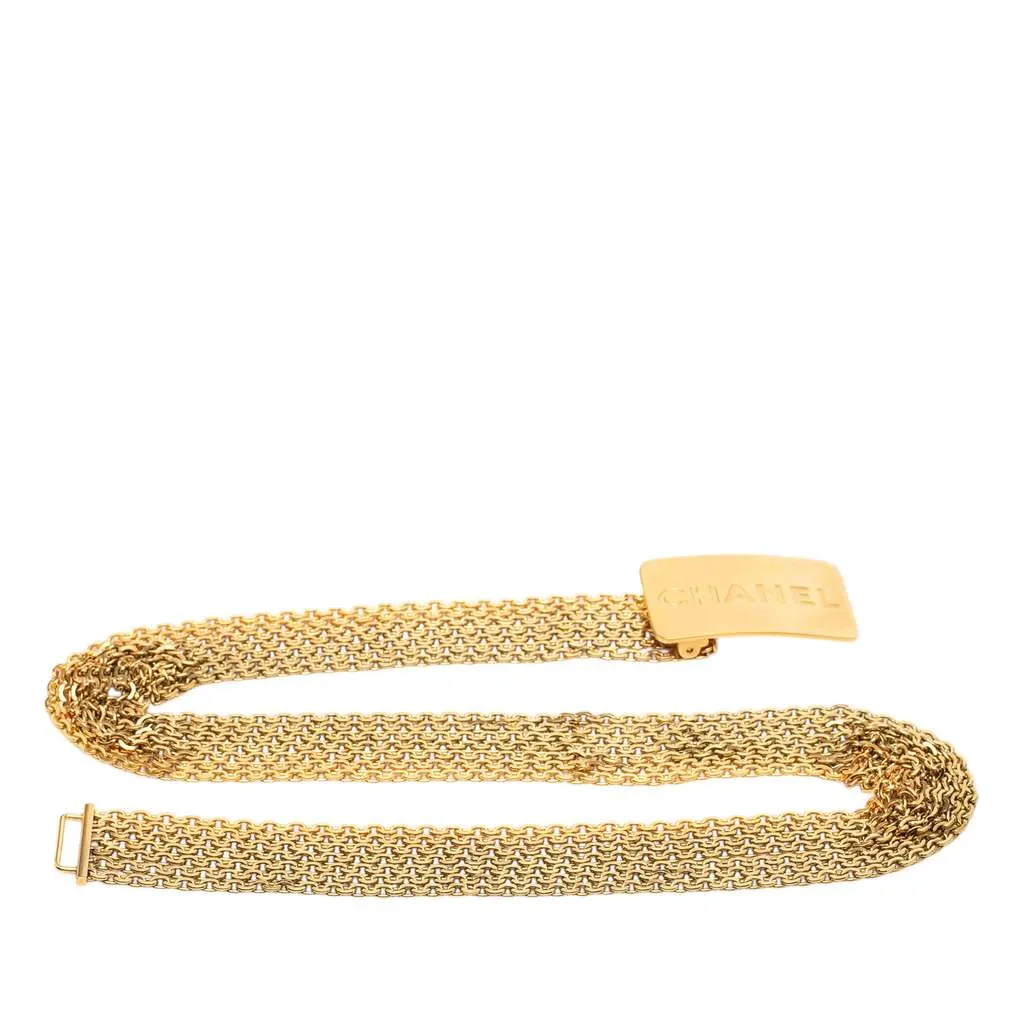 Chanel Gold Plated Multi Chain Logo Belt Gold Metal Very good - Front View