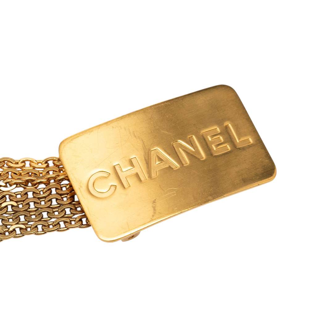 Chanel Gold Plated Multi Chain Logo Belt Gold Metal Very good condition - Back View