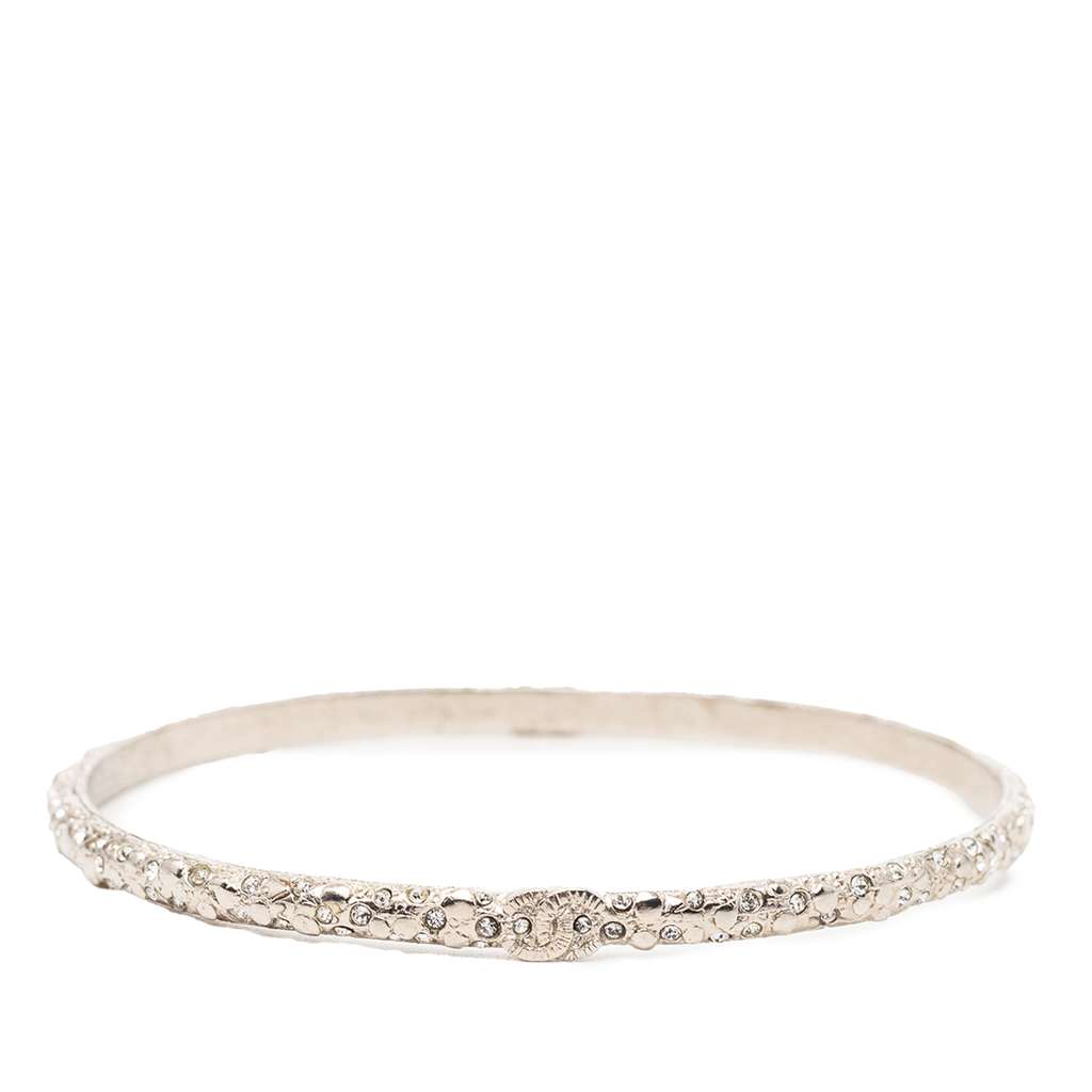 Chanel CC Silver Plated Strass Bangle Silver Metal Very good condition - Inside View