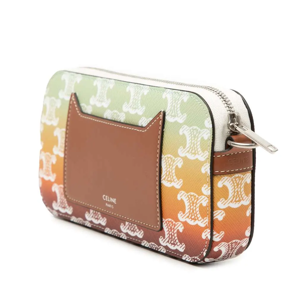 Celine Triomphe Coated Canvas Sunset Logo Horizontal Pouch Brown Canvas Very good - Back View