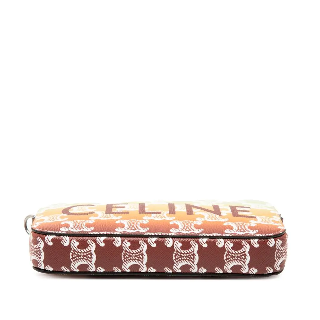 Celine Triomphe Coated Canvas Sunset Logo Horizontal Pouch Brown Canvas Very good - Inside View