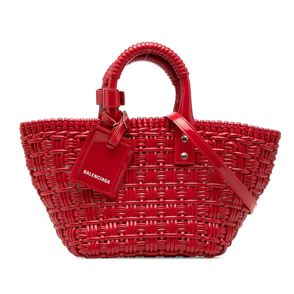 Balenciaga Faux Leather Bistro Panier XS Red Polyester Very good - Front View