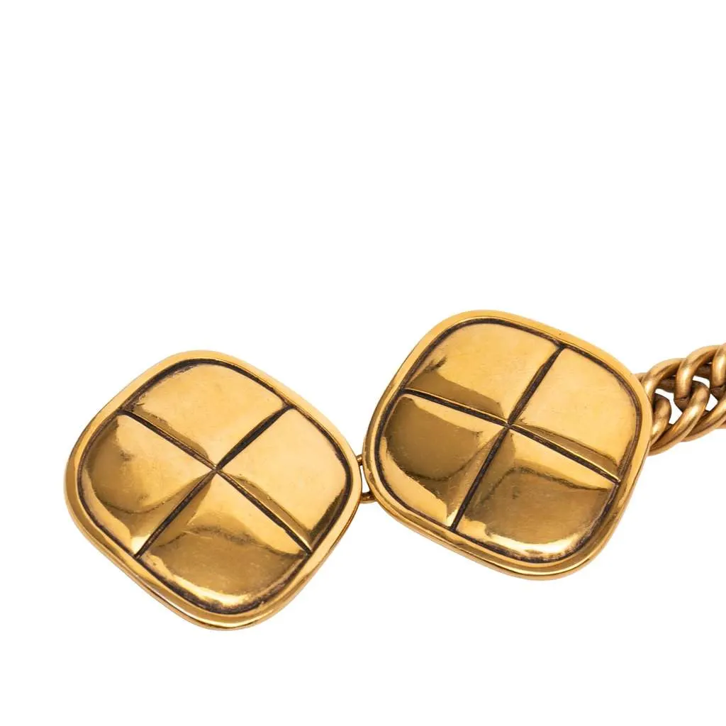 Chanel Gold Plated Quilt Charm Chain Belt Gold Metal Very good - Front View
