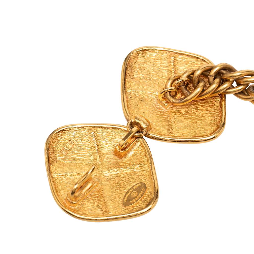 Chanel Gold Plated Quilt Charm Chain Belt Gold Metal Very good condition - Back View