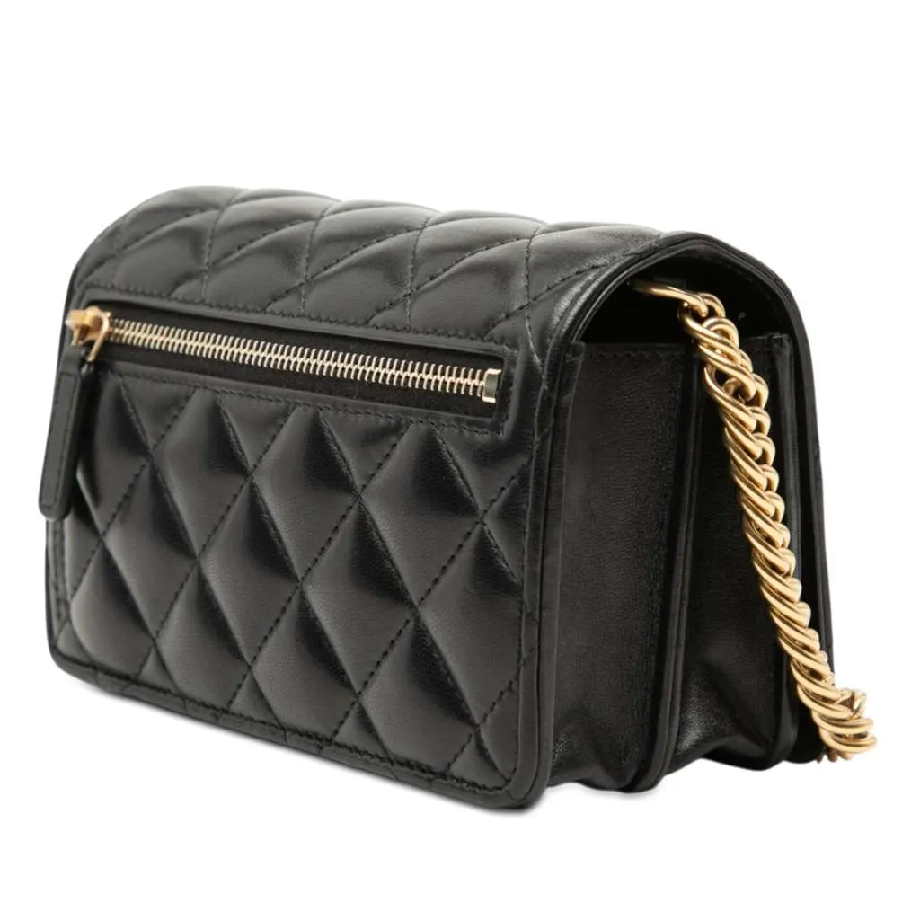 Chanel Mini CC Quilted Lambskin Bijoux Wallet on Chain Black Leather Very good - Back View