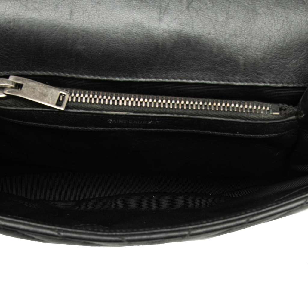 Saint Laurent Medium Chevron Sheepskin Monogram College Satchel Black Leather Very good condition - Model View