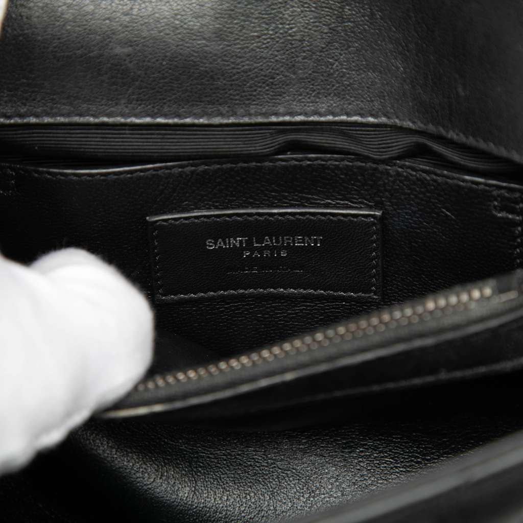 Saint Laurent Medium Chevron Sheepskin Monogram College Satchel Black Leather Very good condition - Box View