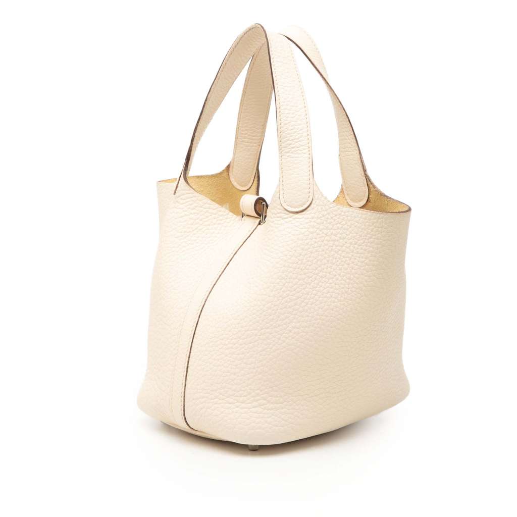 Hermès Clemence Picotin Lock 18 White Leather Very good condition - Back View