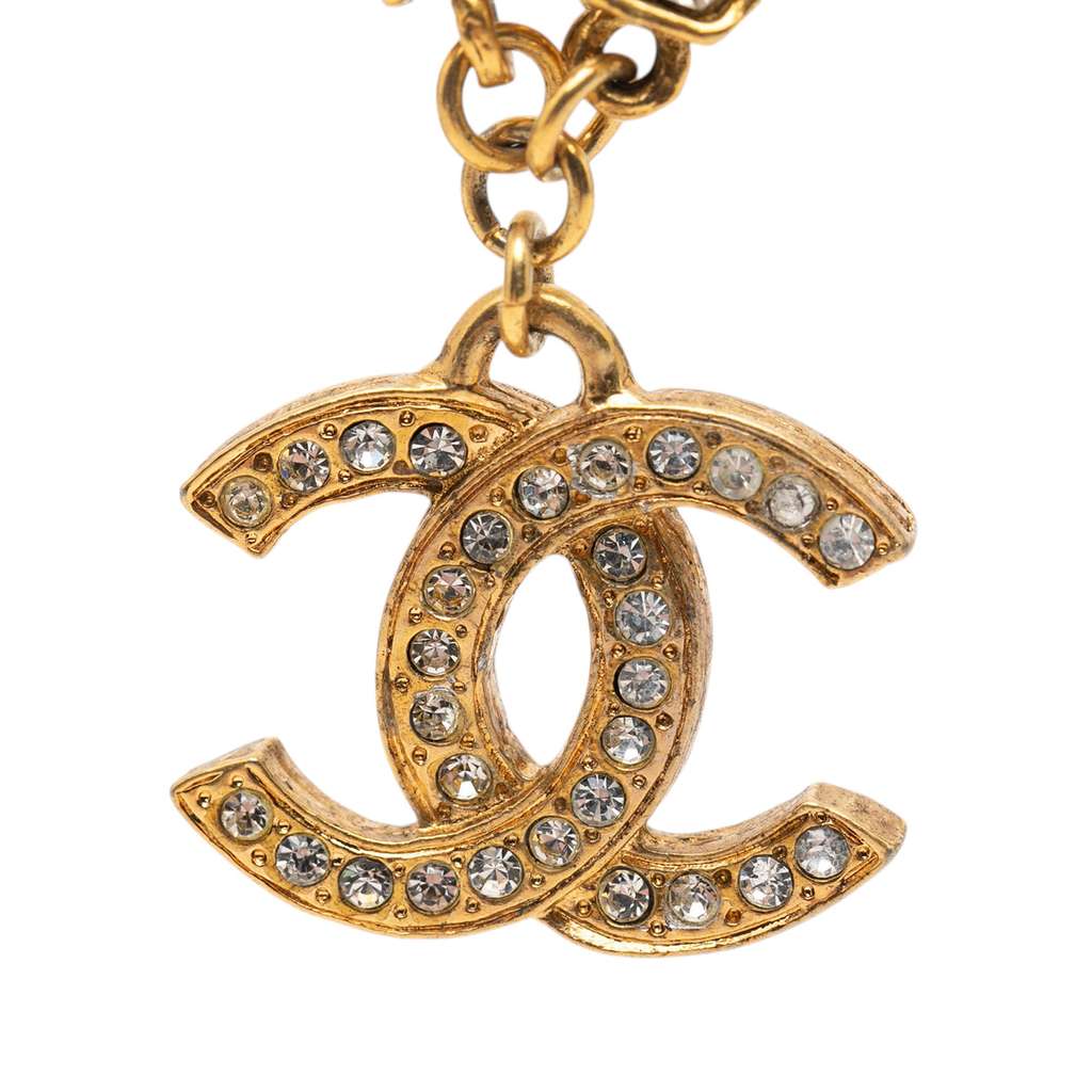 Chanel CC Gold Plated Strass Pendant Necklace Gold Metal Very good condition - Inside View