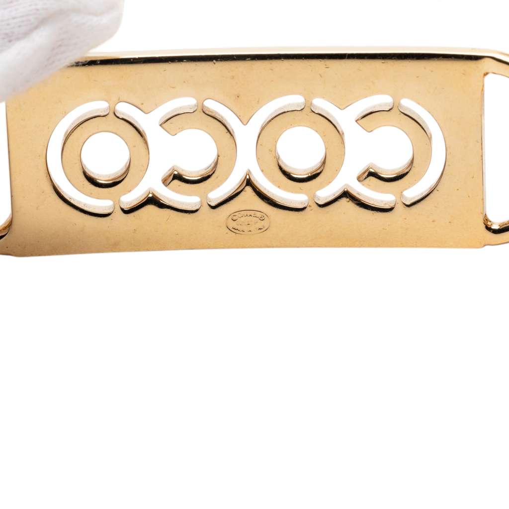 Chanel CC Gold Plated Coco Rhinestones Double Chain Necklace Gold Metal Very good condition - Inside View