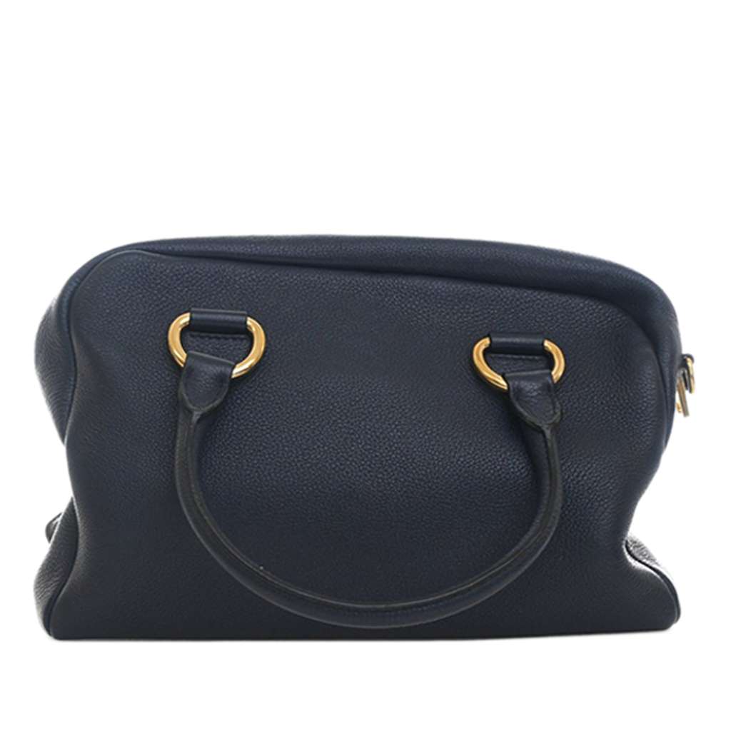 Prada Vitello Phenix Bauletto Satchel Blue Leather Very good condition - Inside View