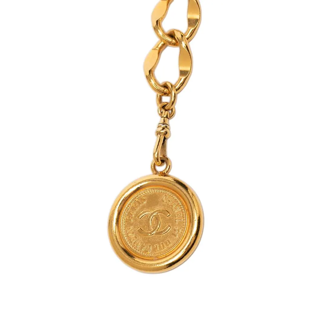 Chanel CC Gold Plated Medallion Chain Belt Gold Metal Very good - Front View