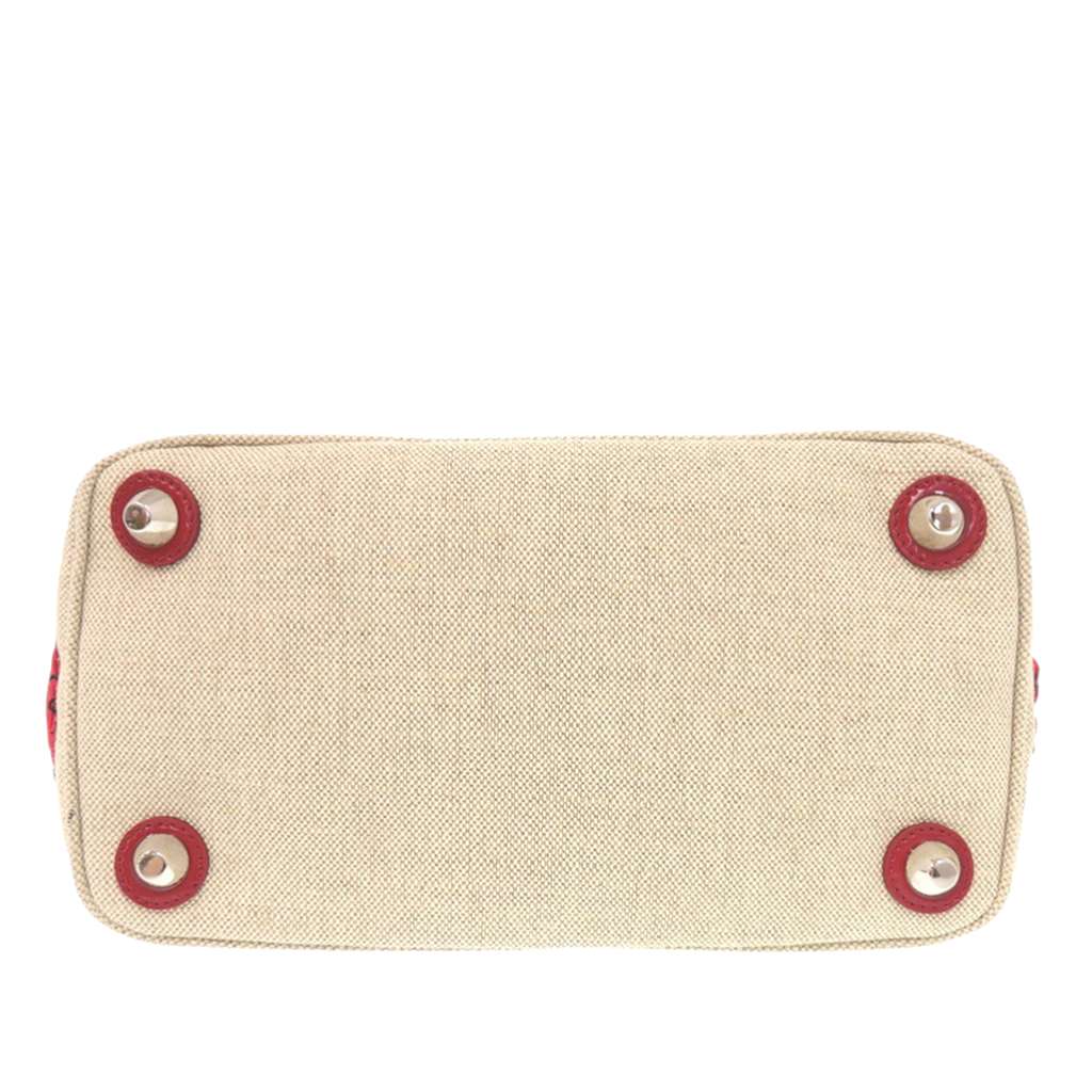 Prada Canvas Mistolino Floral Basket Satchel Beige Canvas Very good condition - Inside View