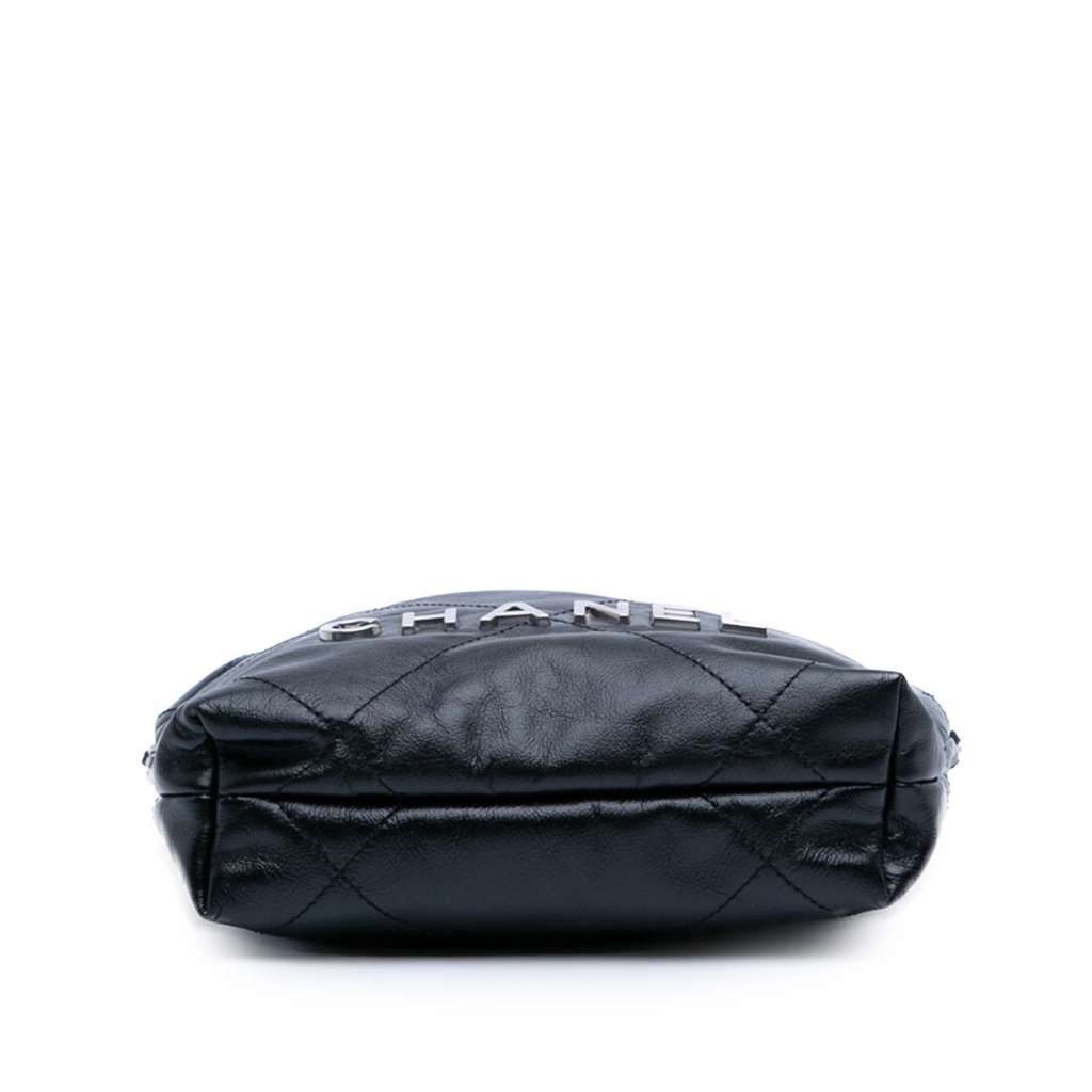 Chanel Mini Shiny Calfskin 22 Handbag Black Leather Very good condition - Inside View