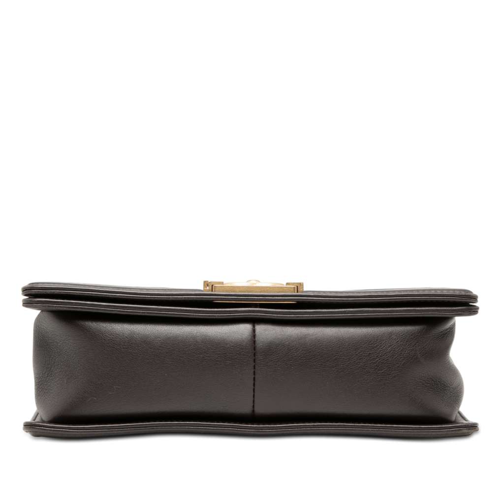 Chanel Old Medium Quilted Lambskin Boy Flap Brown Leather Very good condition - Inside View