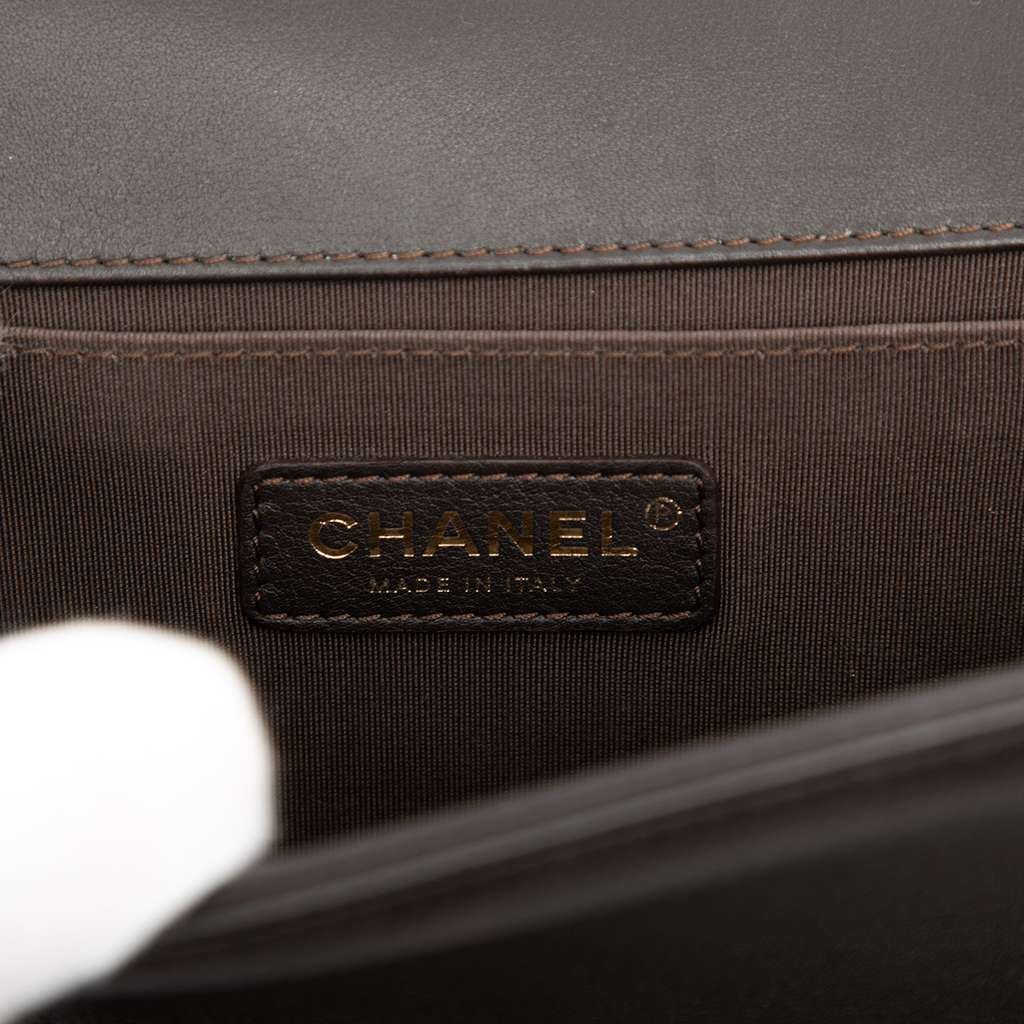 Chanel Old Medium Quilted Lambskin Boy Flap Brown Leather Very good condition - Box View