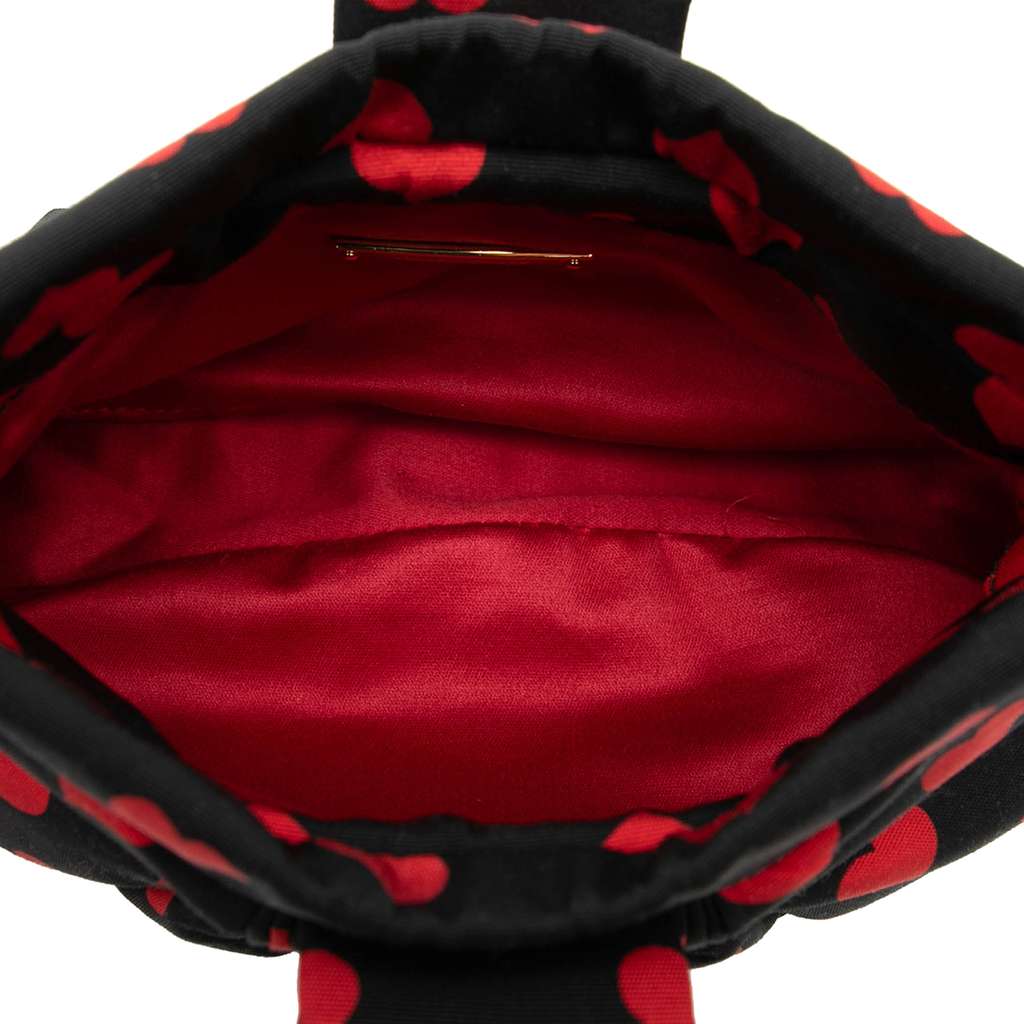 Miu Miu Pleated Nylon Heart Print Clutch Black Very good condition - Model View