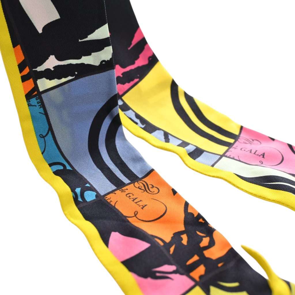 Hermès Soie En Desordre Silk Twilly Scarf Yellow Silk Very good condition - Back View