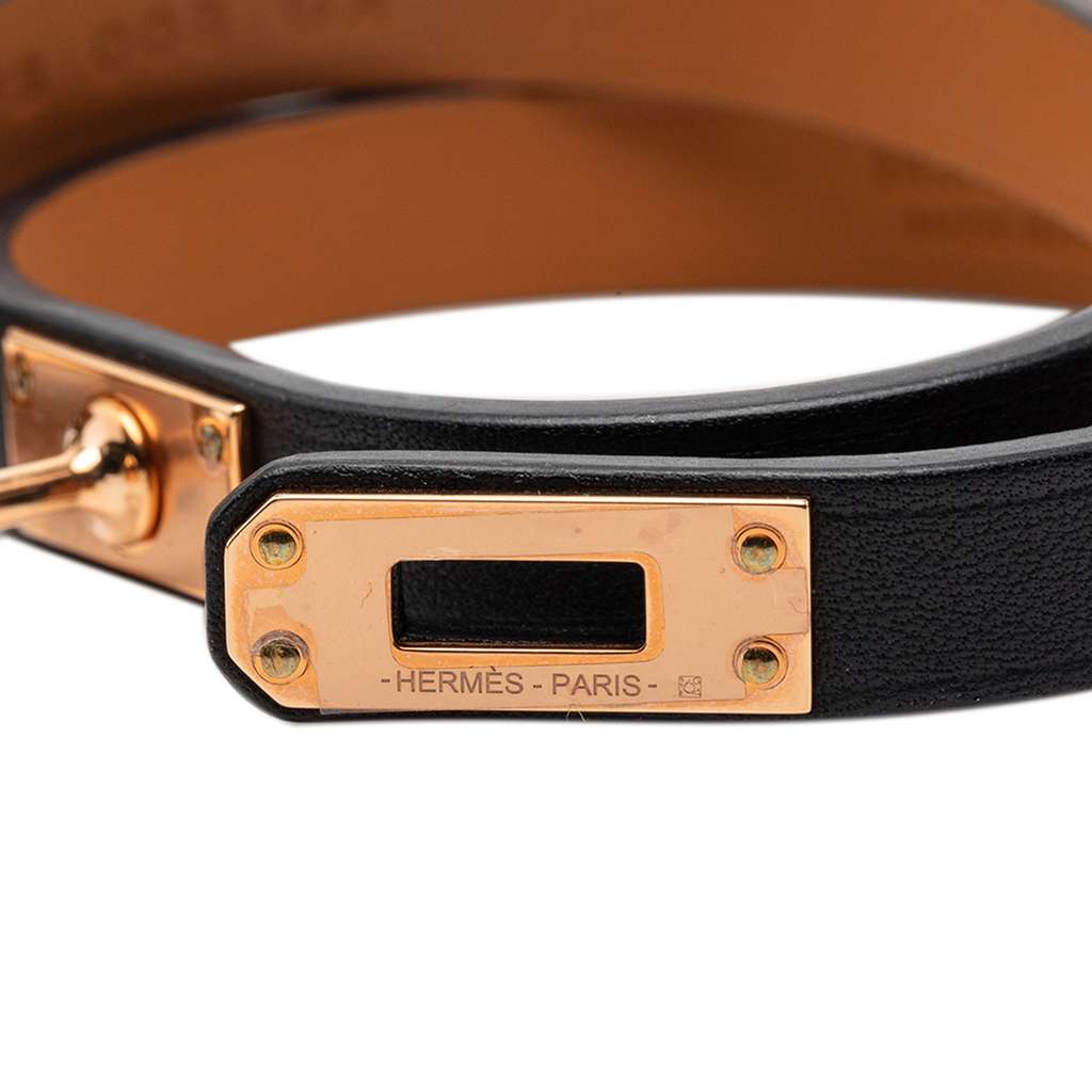 Hermès Swift Kelly Double Tour Bracelet T2 Black Leather Very good condition - Model View